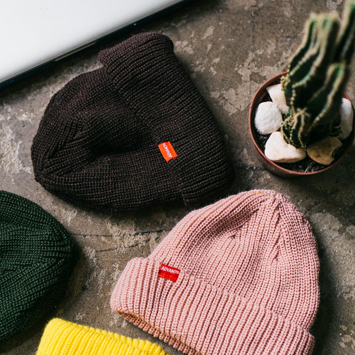 Hudson Rose Ribbed Beanie front product photo